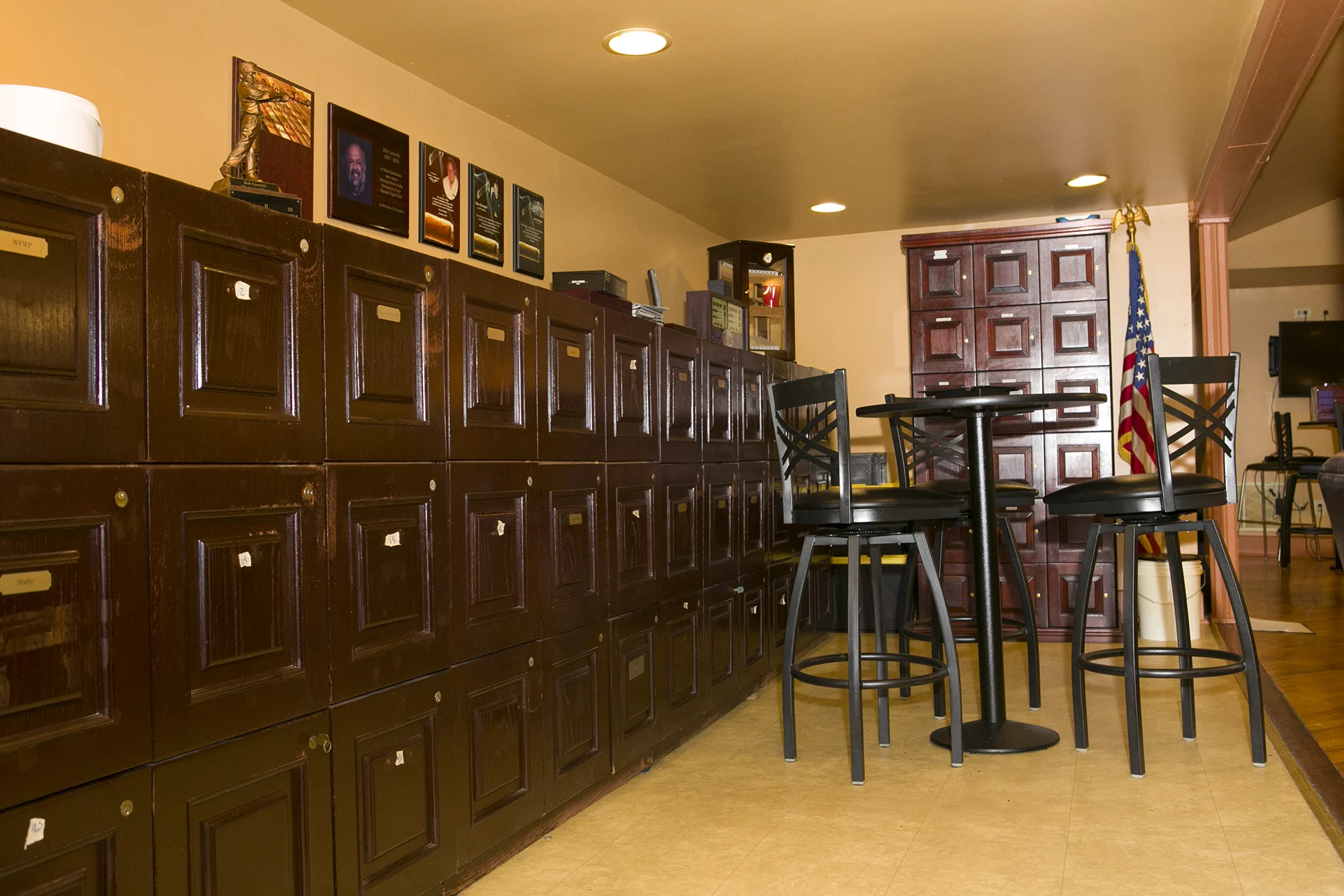 Climate-controlled private cigar lockers with member name plates