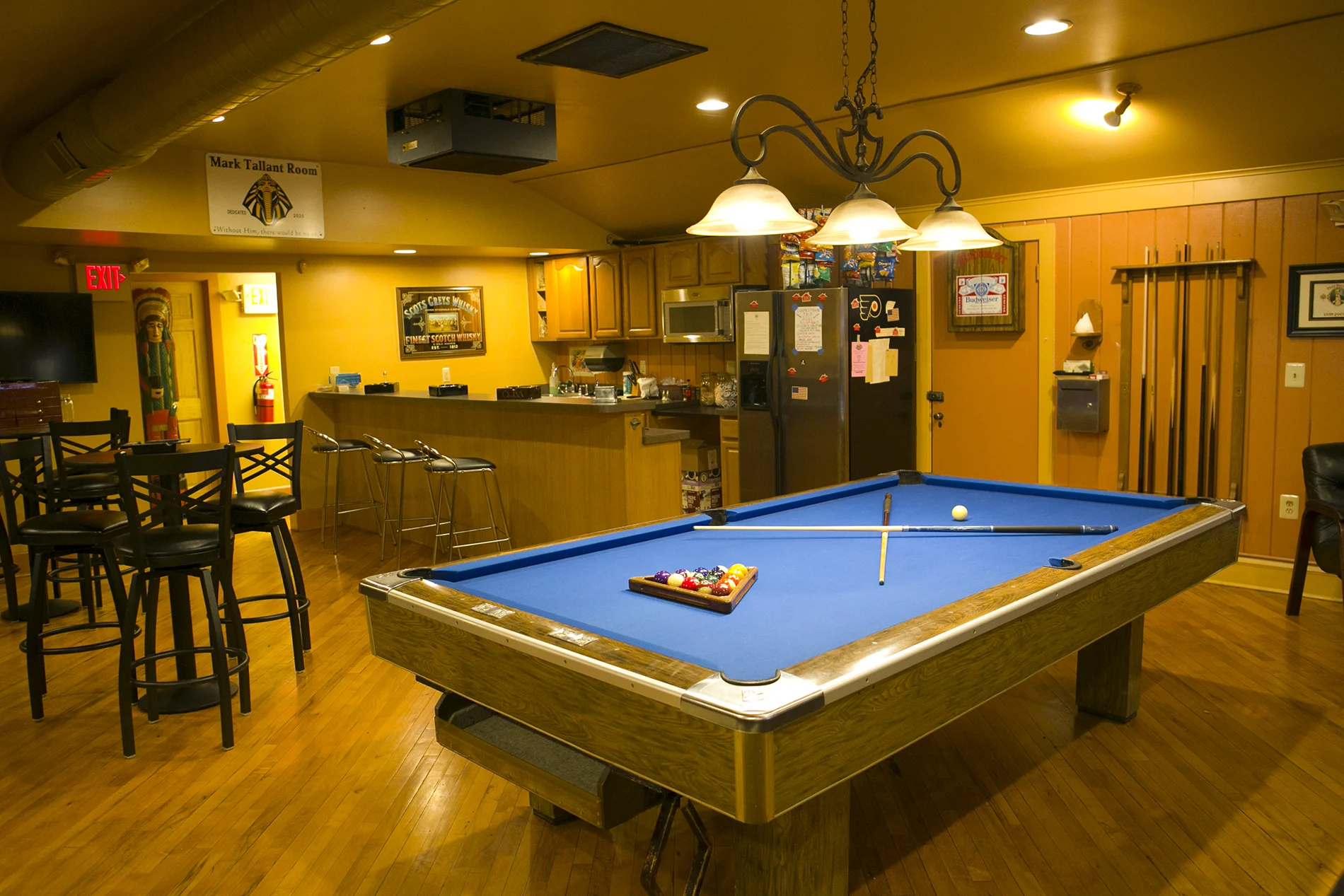 Full-size billiard table in the Exodus games room